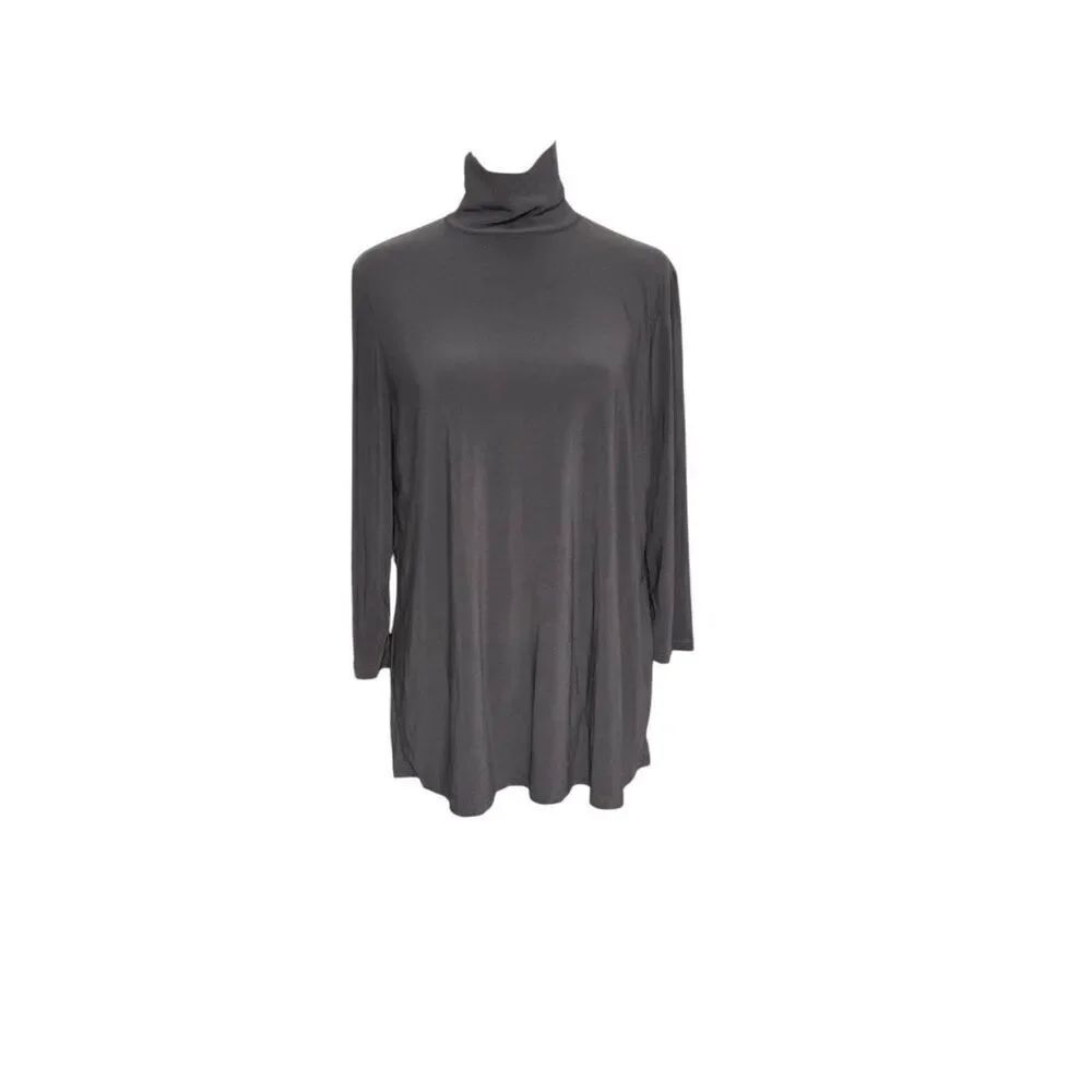 Slinky Brand Womens Size Medium Grey Slinky Turtleneck Blouse